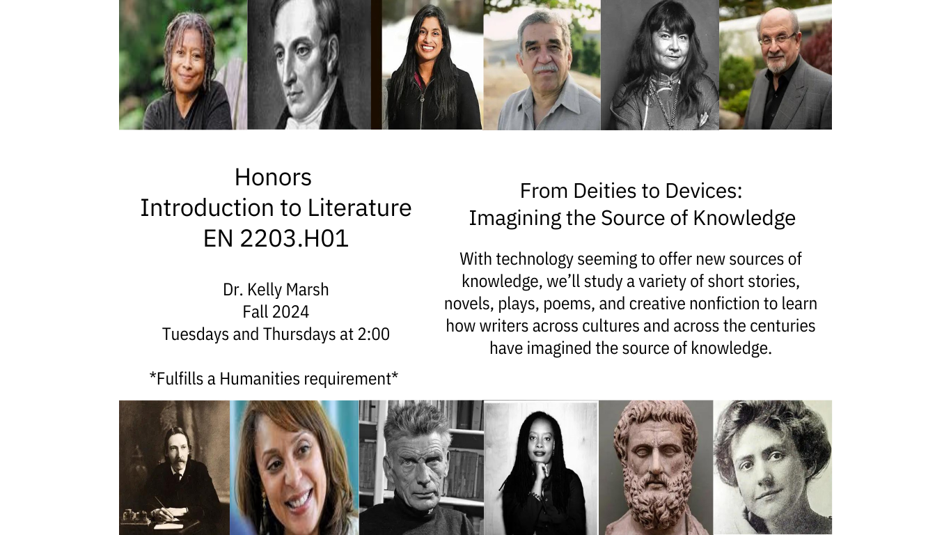 EN 2203.H01 Honors Introduction to Literature; From Deities to Devices: Imagining the Source of Knowledge